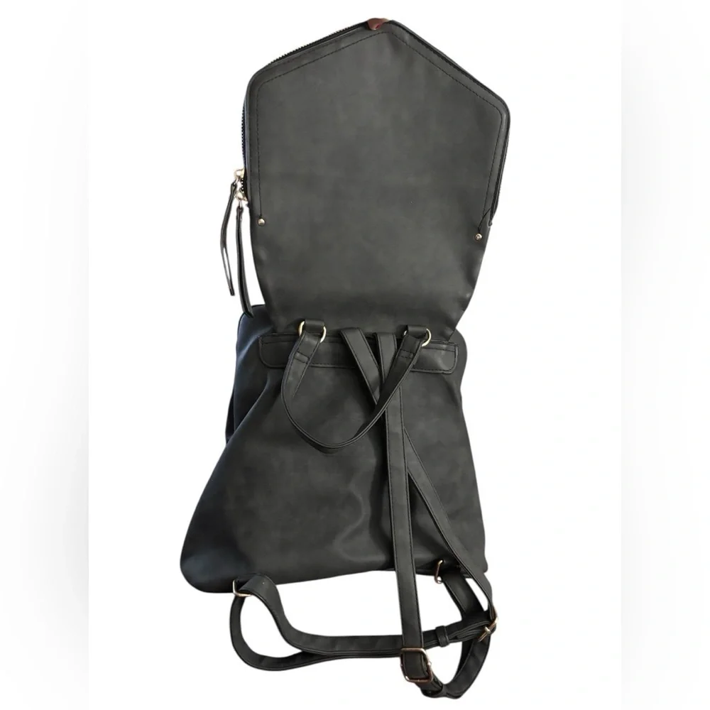 Chic Bikercore Matte Gray/Black Women's Backpack with Multi Pockets
